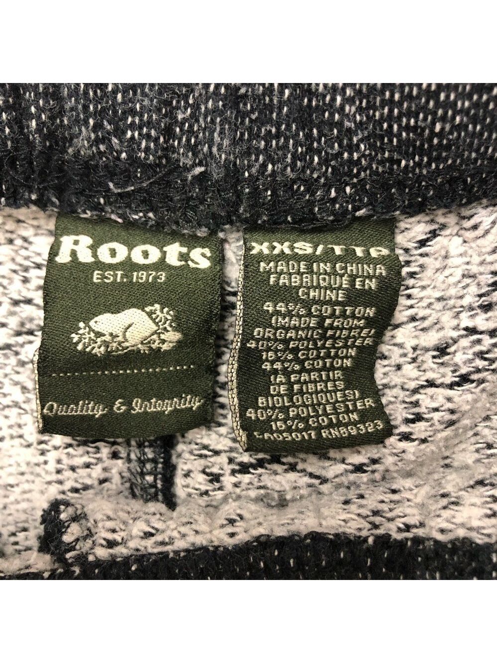 Roots black peppered genderless jogger sweatpants XXS - Picture 5 of 10